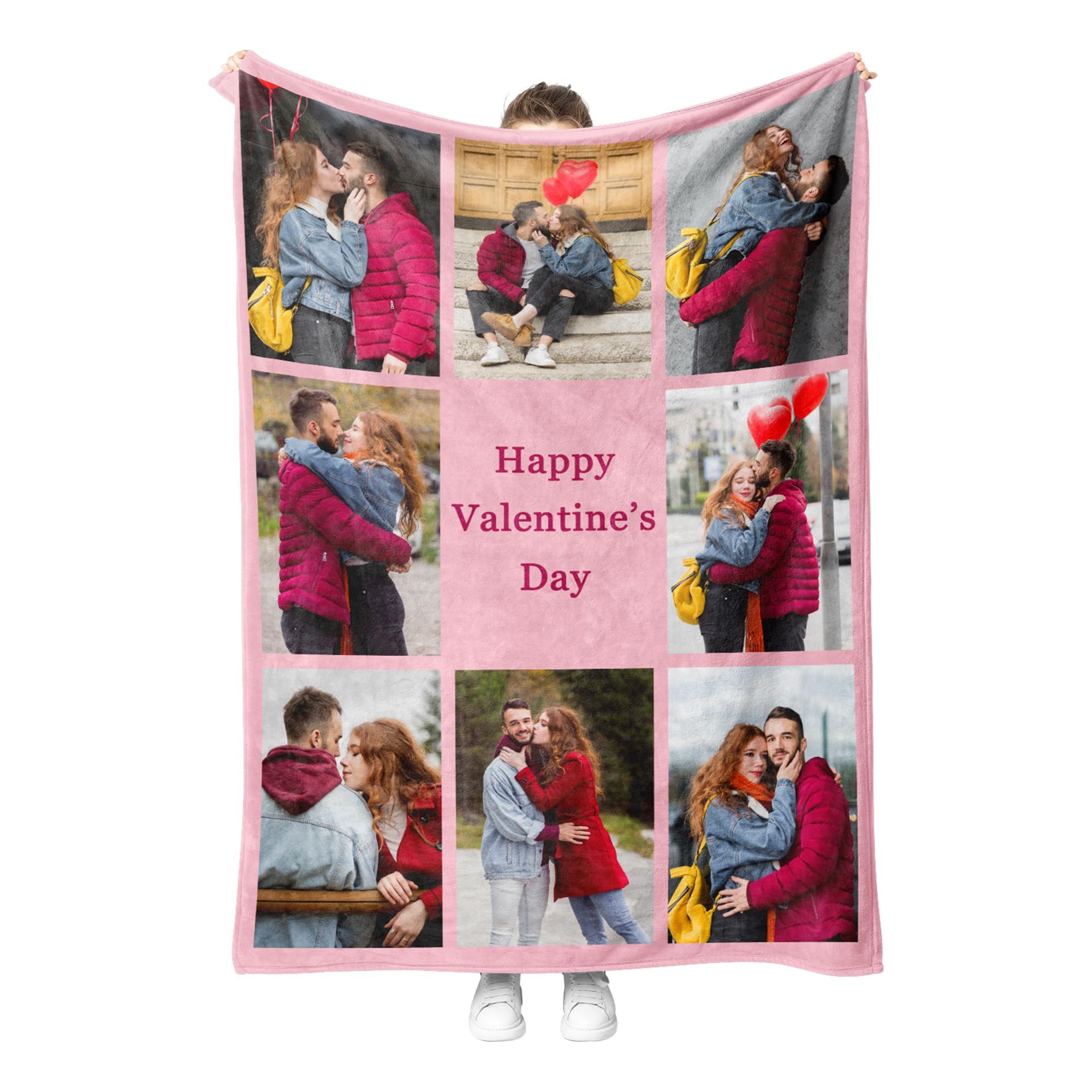 Personalised Photo Blanket for Adults, Custom Blanket with Photos, Soft Fleece Picture Blanket, Customised Blankets for Women, Men, and Kids, Thoughtful Christmas and Birthday Gifts
