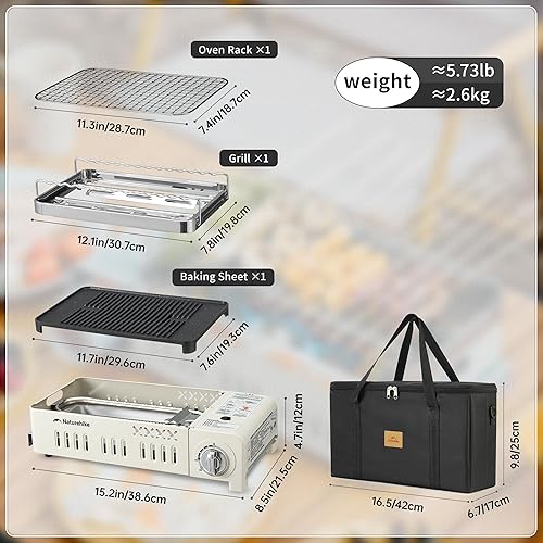 Miniatura 5 de Naturehike Estufa de butano para acampar al aire libre, portátil, con juego de utensilios de cocina desmontables de 4 piezas con bolsa de transporte