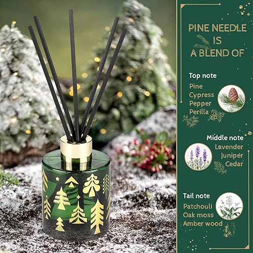 Miniatura 2 de Brakula Juego de difusor de junco, diseño de botella de Navidad con 2 aromas, decoración del hogar, dormitorio, sala de estar, baño, oficina,