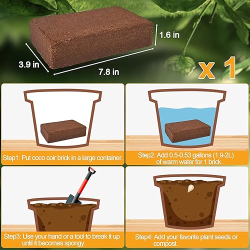 Miniatura 8 de Ladrillo de coco premium para plantas (paquete de 3)