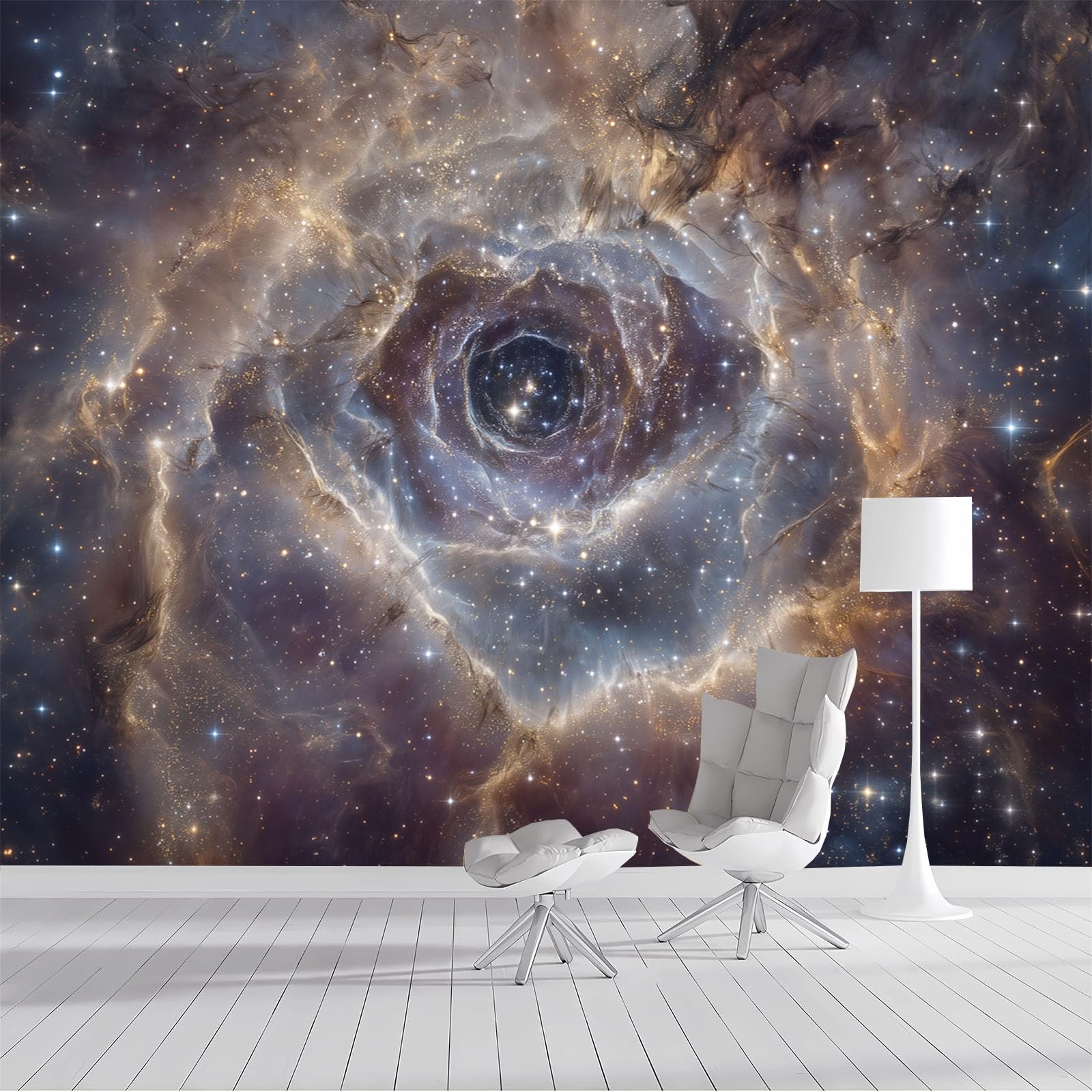 Papier peint panoramique effet soie haut de gamme nébuleuse