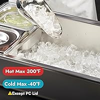Vista 6 de HECMAC Recipiente para servir condimentos refrigerados con hielo (6 bandejas), 2 tipos de tapas, bandeja de drenaje, sartén antiatascos de calibre