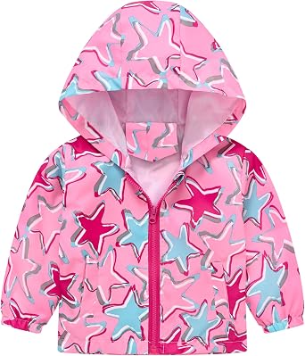 Happy Cherry Toddler Baby Casual Cartoon Prints Windbreaker Hoodie Coat Lightweight Casual Jacket 1-5T