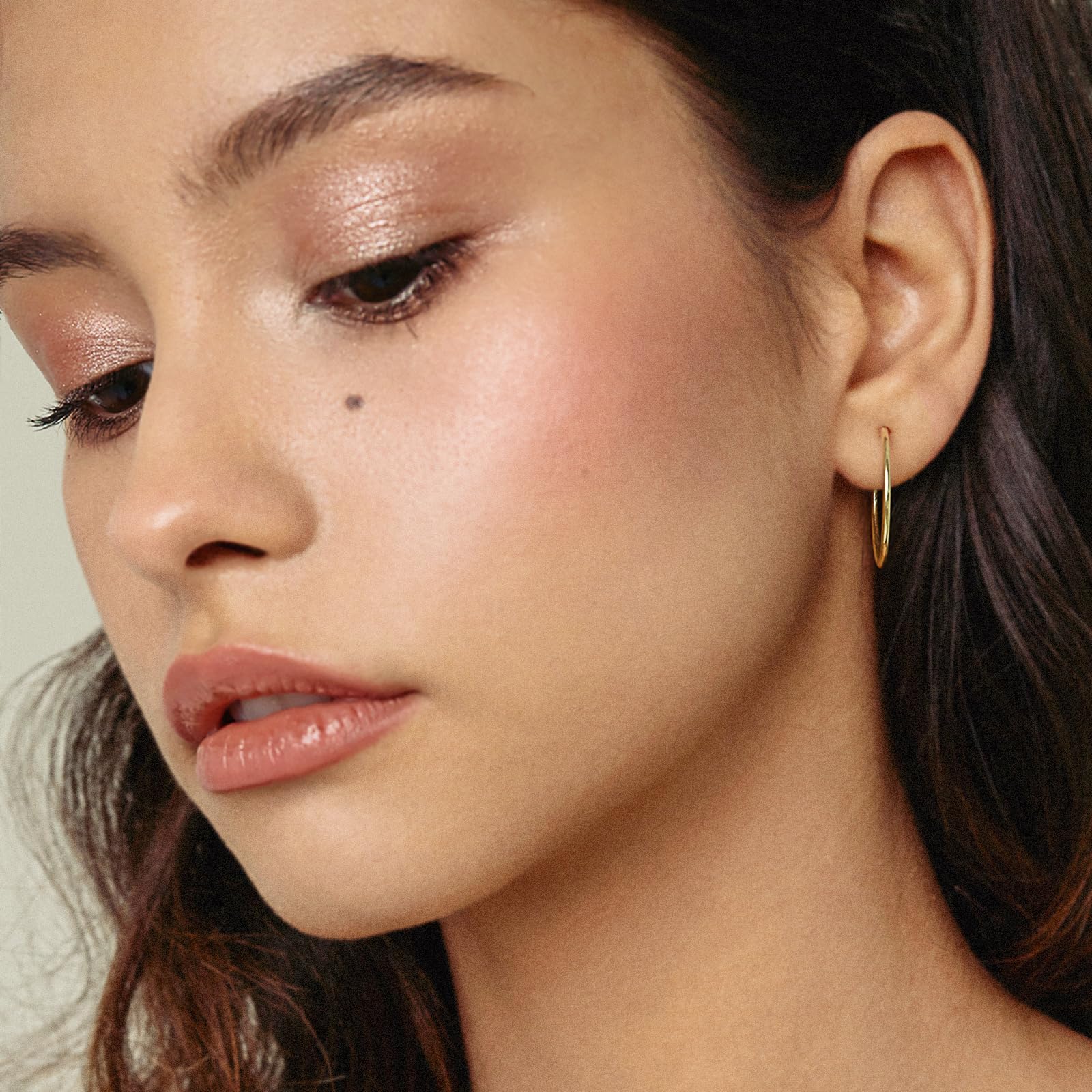 EDELIND Pendientes de aro finos 25mm 8K 9K 14K 18K Oro amarillo Aros de oro para mujer hombre ancho 1.5mm Aretes de mujer con Caja de regalo de joyería
