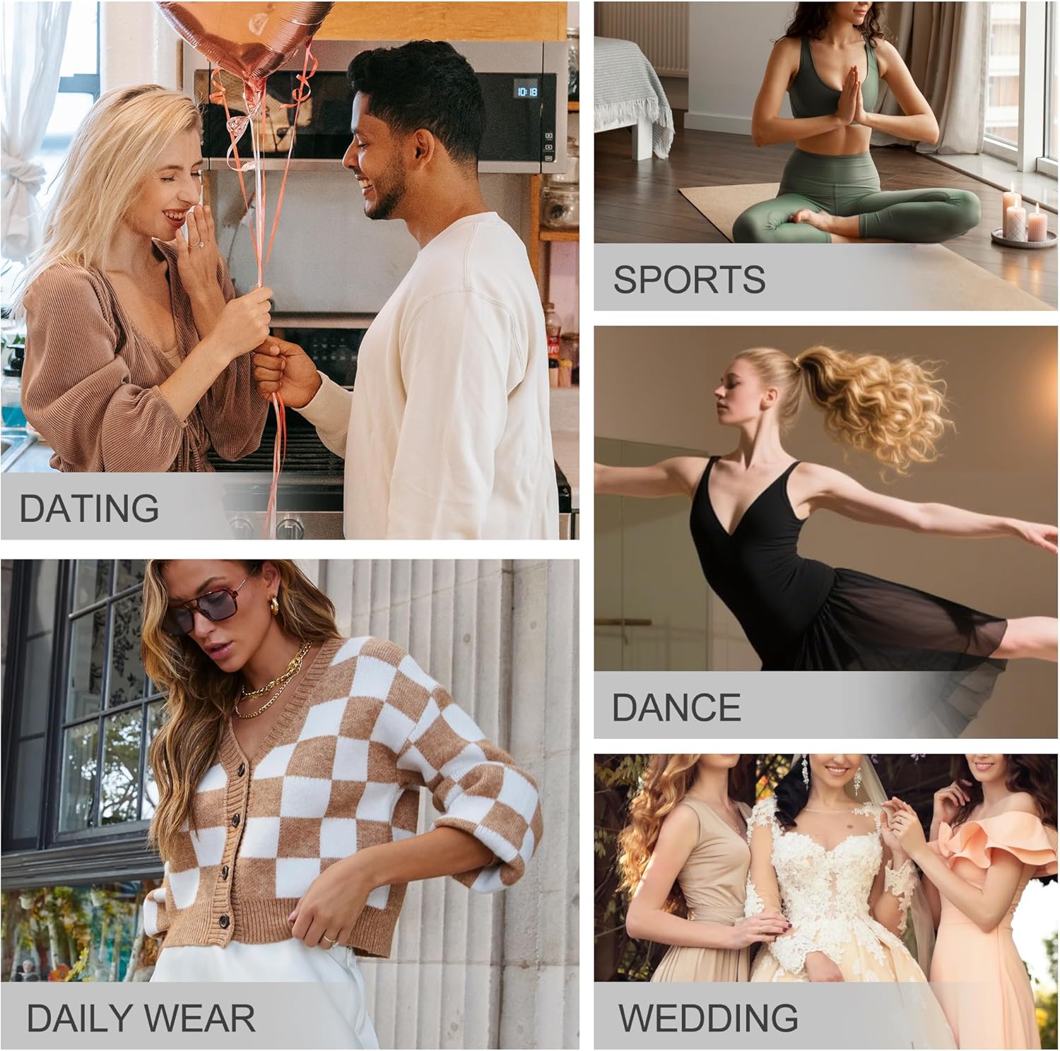 Wireless Seamless Bras for Women Push up - Womens Padded Deep V Bra No Underwire & Low Back - Black Top Bralette Full Support - Image 7