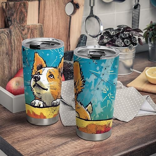 Miniatura 2 de ORCAE Regalos de Corgi de 20 onzas para los amantes de Corgi, regalos de café para los amantes del café, geniales, lindos perros Corgi, taza de café