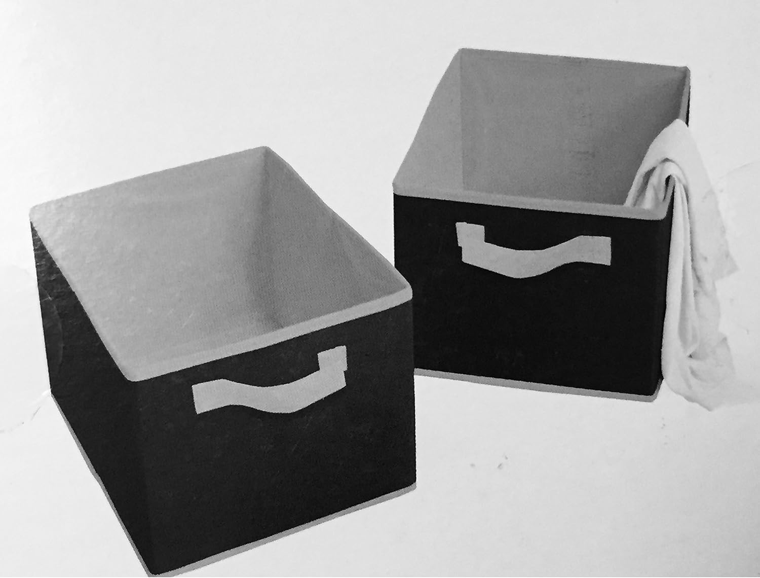 Set of Two Collapsible Gray and Black Stylish Storage Bins