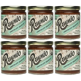 Rawmio Chocolate Hazelnut Spread, 6 oz. Pack of 6 - Raw, Organic, Vegan, Gluten-Free