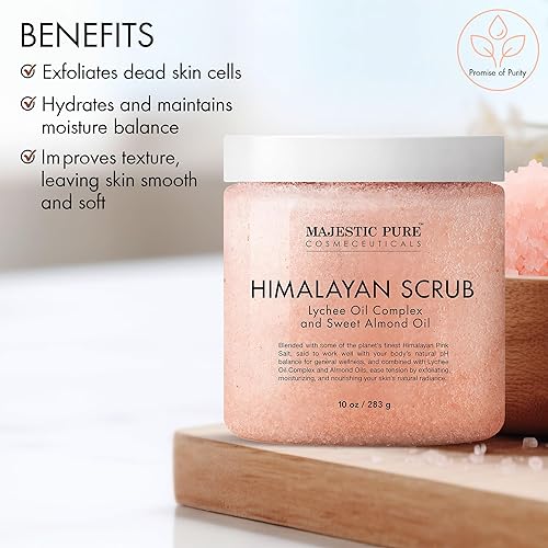 Miniatura 43 de MAJESTIC PURE Sal exfoliante corporal del Himalaya con colágeno y aceite dulce de almendras, sal para exfoliar e hidratar la piel, limpieza profunda