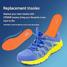LTOHOE Memory Foam Insoles for Men - Replacement Insoles for Running, Hiking, Sneakers - 8mm Orange US 12