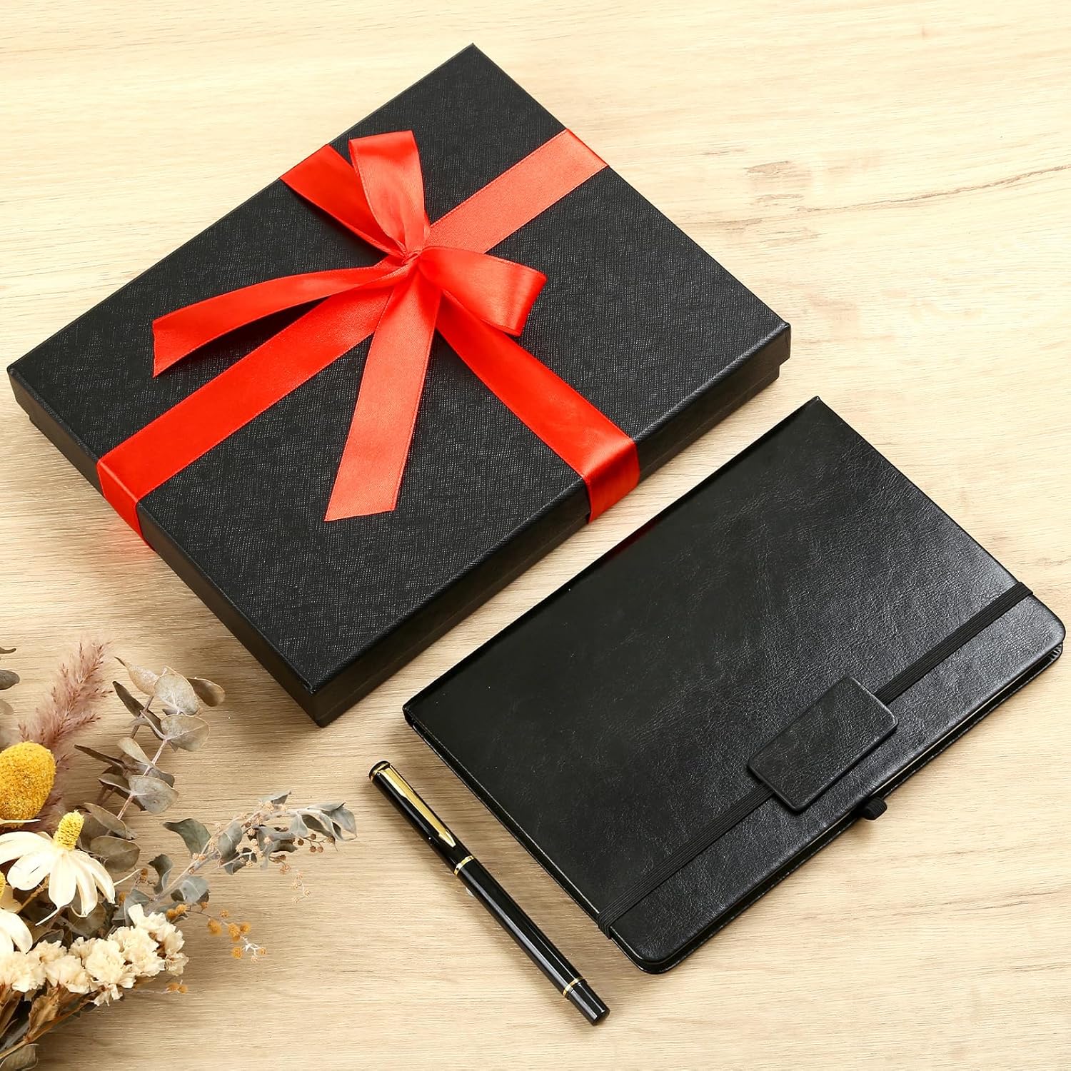 Kesote College Ruled Hardcover Executive Writing Notebook Gift Set - A5 Lined Journal with Pen & Gift Box, 200 Pages, 8.3" x 5.8" Faux Leather, Black - Image 2