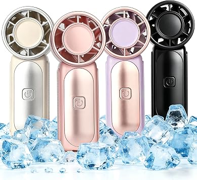 VZZNN Portable Handheld Mini Fan 4 Pack, 6 Speeds Personal Fan with LED Display, 3000mAh Rechargeable Mini Fan High Speed Cooling Fan for Travel, Office & Outdoor