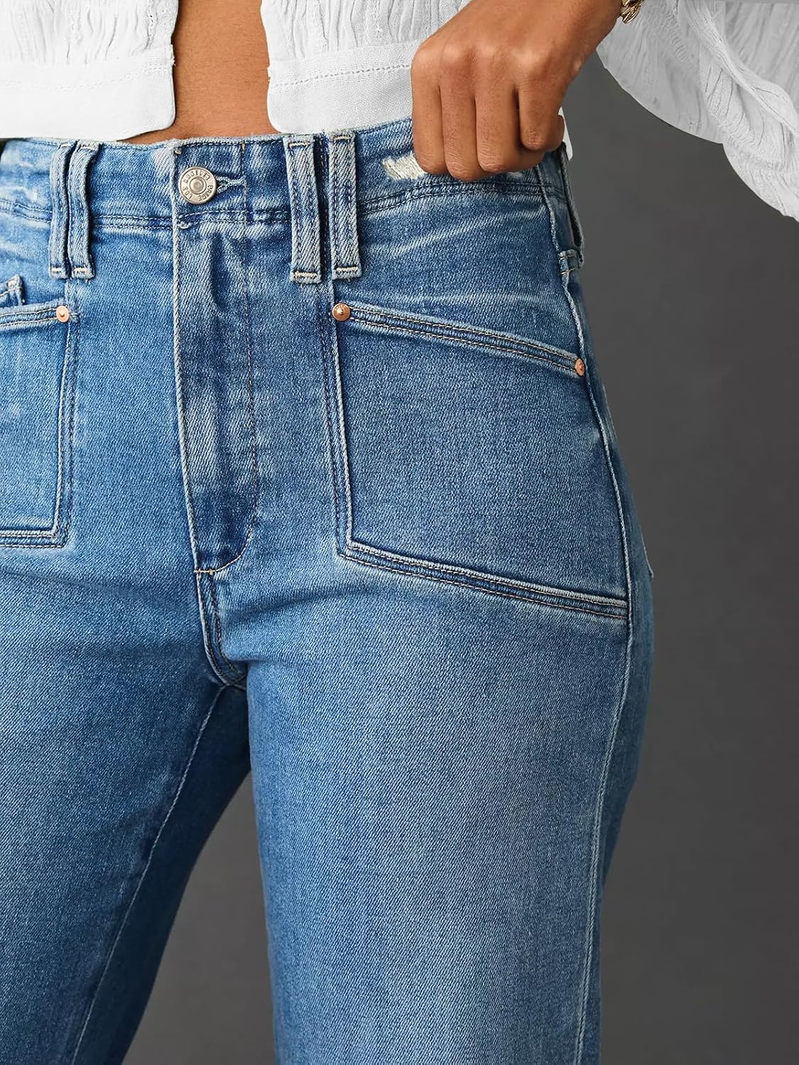 KUNMI Jeans for Women Wide Leg Baggy High Waist Boyfriends Straight Leg Stretchy Denim Pants Trendy Fall 2025