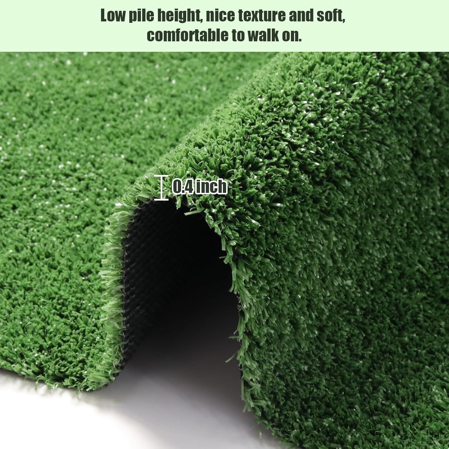 Weidear Green Artificial Turf 4X6FT, 0.4 inch Fake Turf Mat, Indoor Outdoor Lawn, Patio Garden Grass Rug Dogs Pet, Synthetic Grass Carpet, Rubber Backed with Drainage Holes,Customized - Image 3