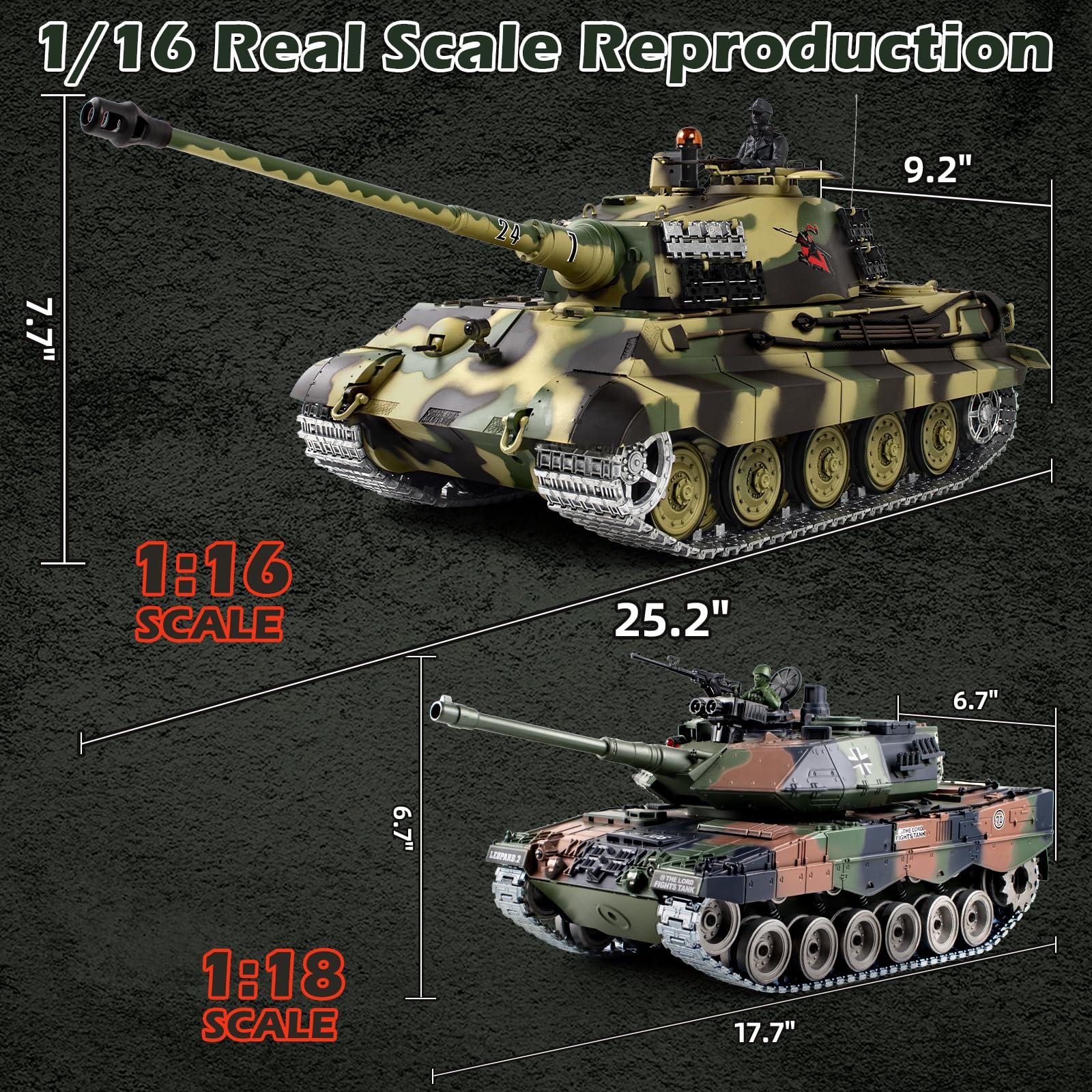 Amazon.com: 1/16 RC Tank, Heng Long German King Tiger model Army
