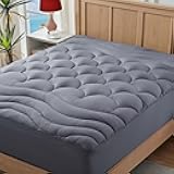 King Mattress Pad for Back & Hip Pain Relief, Pillow Top Cooling Bed Topper Quilted Fitted, Hotel Quality Deep Pocket Soft King Mattress Protector Cover Washable (78x80 inch, Grey)