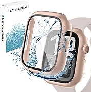 for Apple Watch 10/11ケース 42mm 防水アップルウォッチ10/11防水カバー ガラスフィルム 一体型 apple watch series 対応 PC素材 耐衝撃 タッチ感良好 衝撃吸収 防塵 Apple Watch case 全面保護 高透過率 指紋防止 (42mm，ローズゴールド)