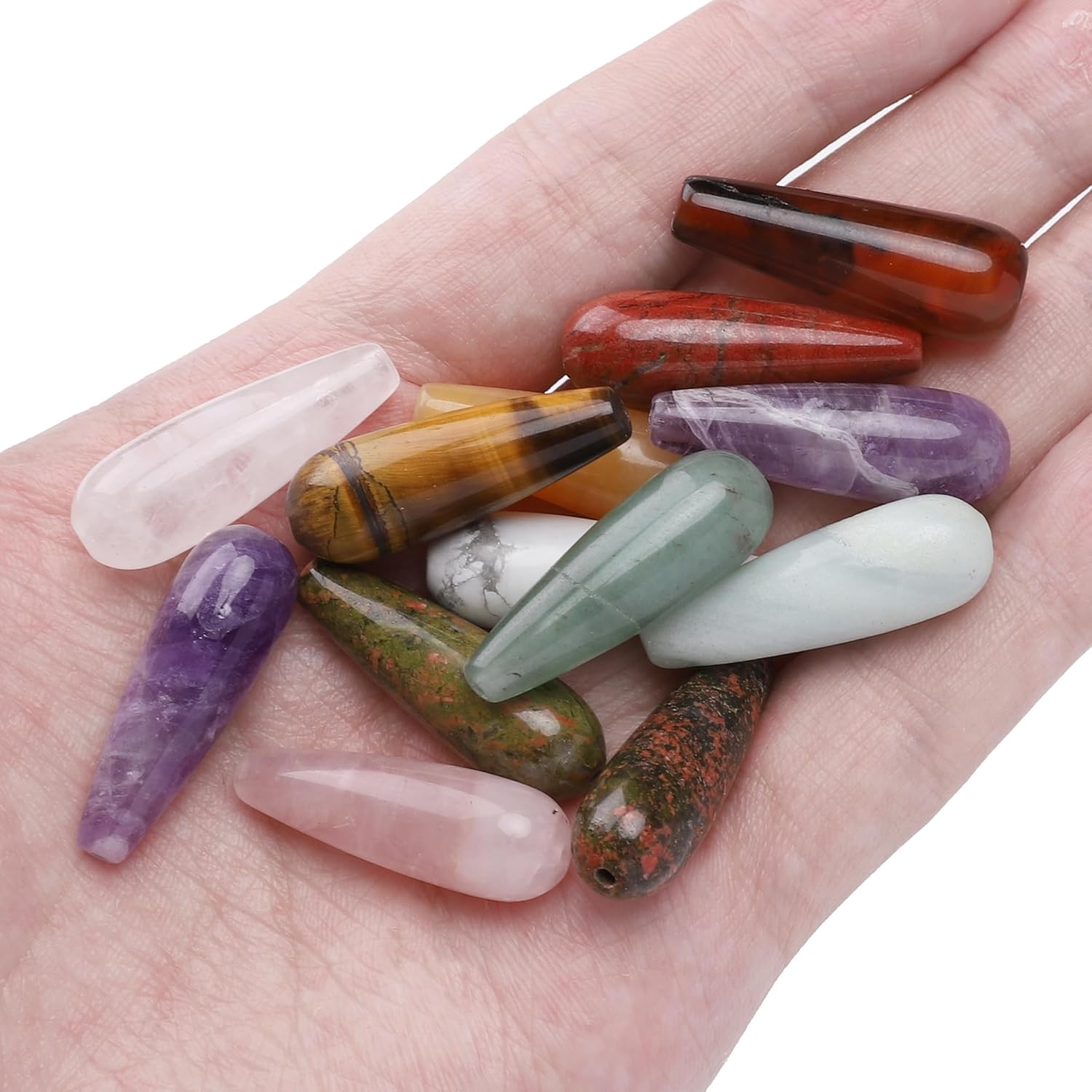 Natural Mix Color Agate Teardrop Stone Beads 10x30mm 24pcs Dangle Earring Charm for DIY Jewelry Making - Image 2