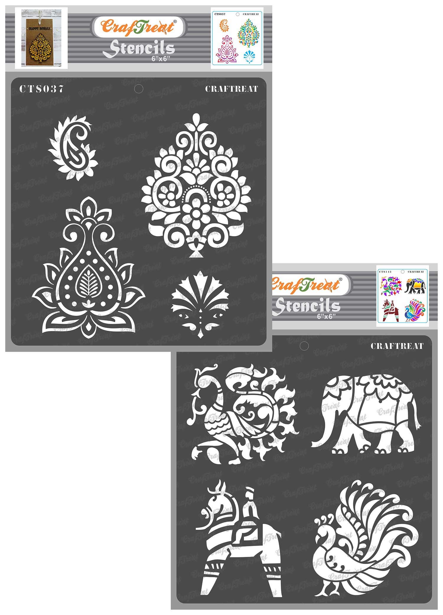 Snapklik.com : CrafTreat Reusable Indian Motif Stencils For Painting On ...