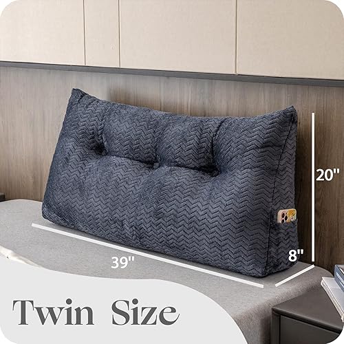 Miniatura 2 de Cabecera triangular grande, respaldo de cuña y de posicionamiento, almohadas de lectura, almohadas de cuña para cama de día, literas, con funda