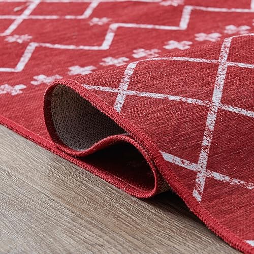 Miniatura 9 de Lazzzy Alfombra de pasillo de Navidad de 2 x 8 pulgadas, alfombra roja de copos de nieve, alfombra lavable para cocina, alfombra marroquí