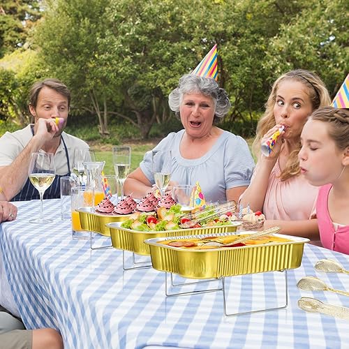 Miniatura 7 de Maxcheck Juego de 8 platos desechables para rozar, juego de bufé, estantes de alambre para bufé, bandejas para servir, calentadores de alimentos,