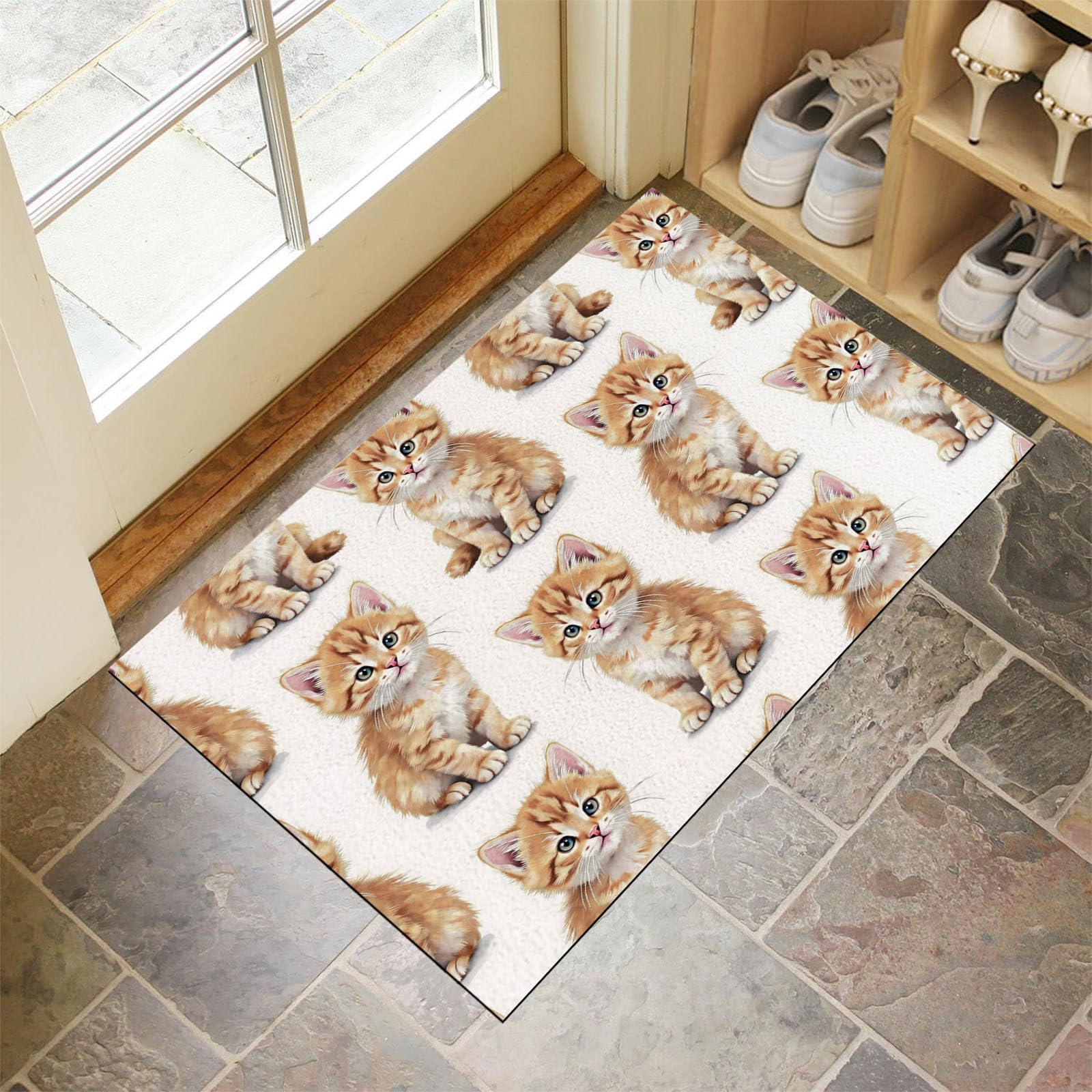 Tapis cuisine devant évier illustré chaton pour couloir propre