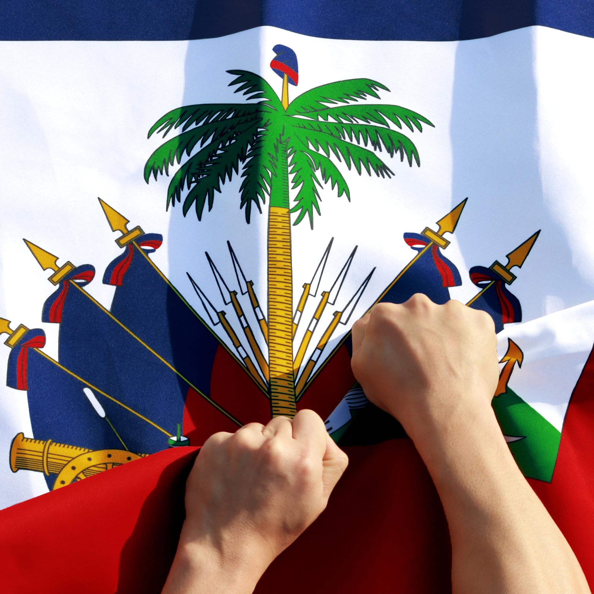 Anley Rip-Proof Technology Double Sided 3-Ply Haiti Flag 3x5 Foot - Vivid Color, Canvas Header and Wrinkle Resistant - The Strongest, Longest Lasting Haitian National Flags 3 X 5 Ft