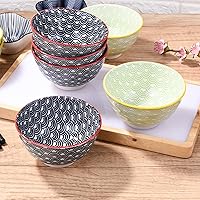 Vista 24 de Japanese Black Rice Bowls Set of 4, Ceramic Asian Bowls Sushi Bowls for Rice, Oats, Soup, Snacks, Desserts