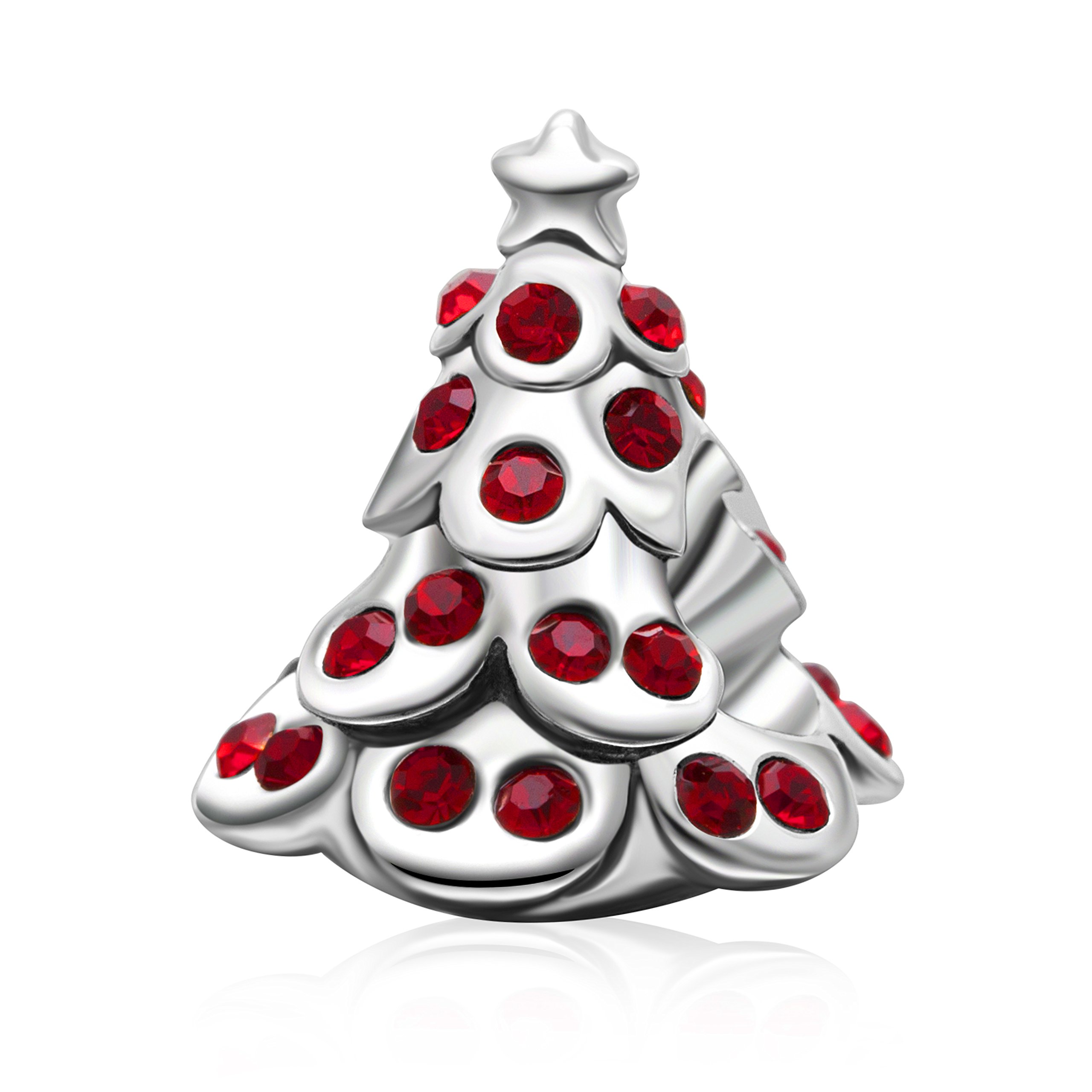 ABUNChristmas Stocking,Snowman,Santa Claus Charms 925 Sterling Silver Xmas Crystal Charms for Bracelet