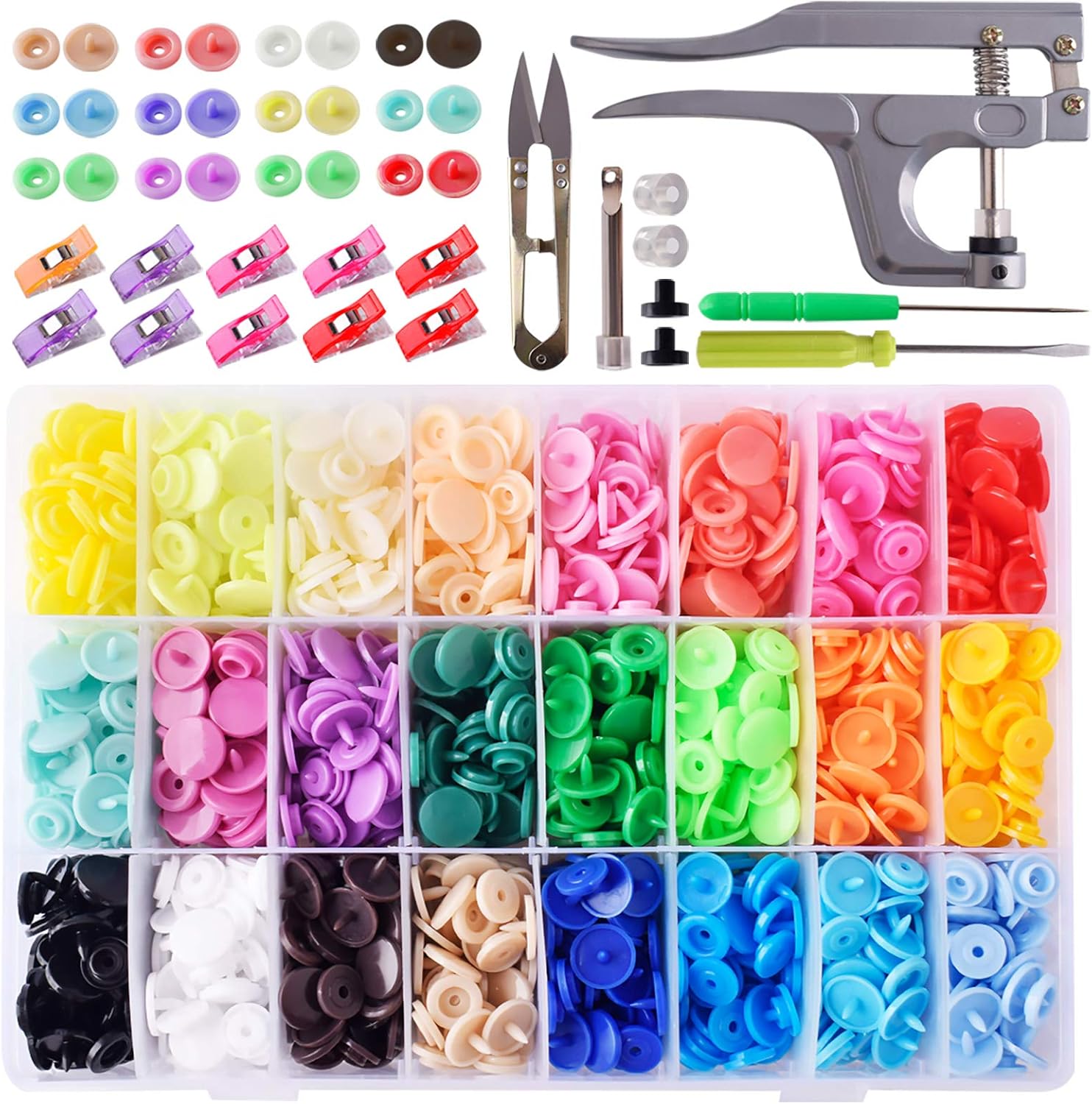 400 Kit Snap Button with Snaps Pliers Plastic Snaps Fastener for