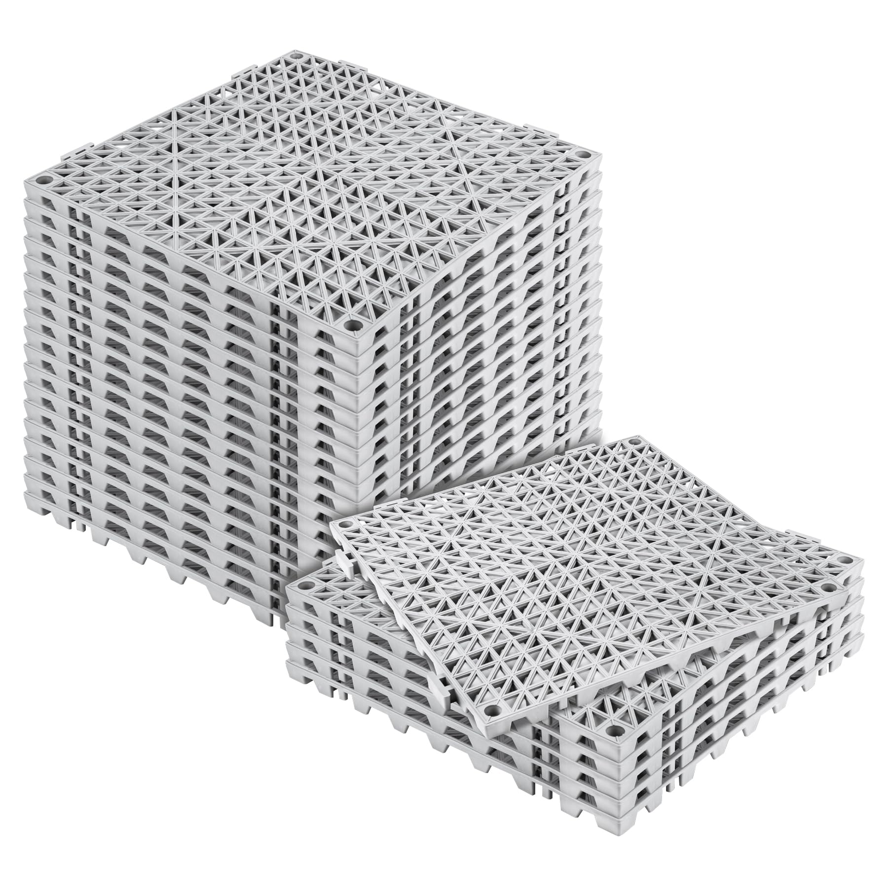 MYFAMIREA Modular Interlocking Cushion 12 Pack 11.8" x 11.8" Rubber Floor Tiles Non-Slip Splicing Drainage Mats for Deck, Pool, Shower, Patio, Balcony, Bathroom, Kitchen, Yard (1 Rows Dots, Black) — Amazon image 14