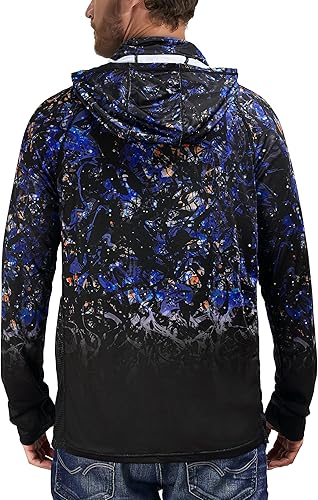 Vista 4 de Rodeel UPF 50+ - Camisa de manga larga para hombre, para pesca, senderismo, con máscara, protección UV, cuello