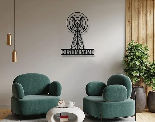 Miniatura 5 de Radio de jamón personalizado Arte de pared de metal Luz LED personalizada Amateur Radio Nombre Signo Decoración del hogar Operador de radio Radio