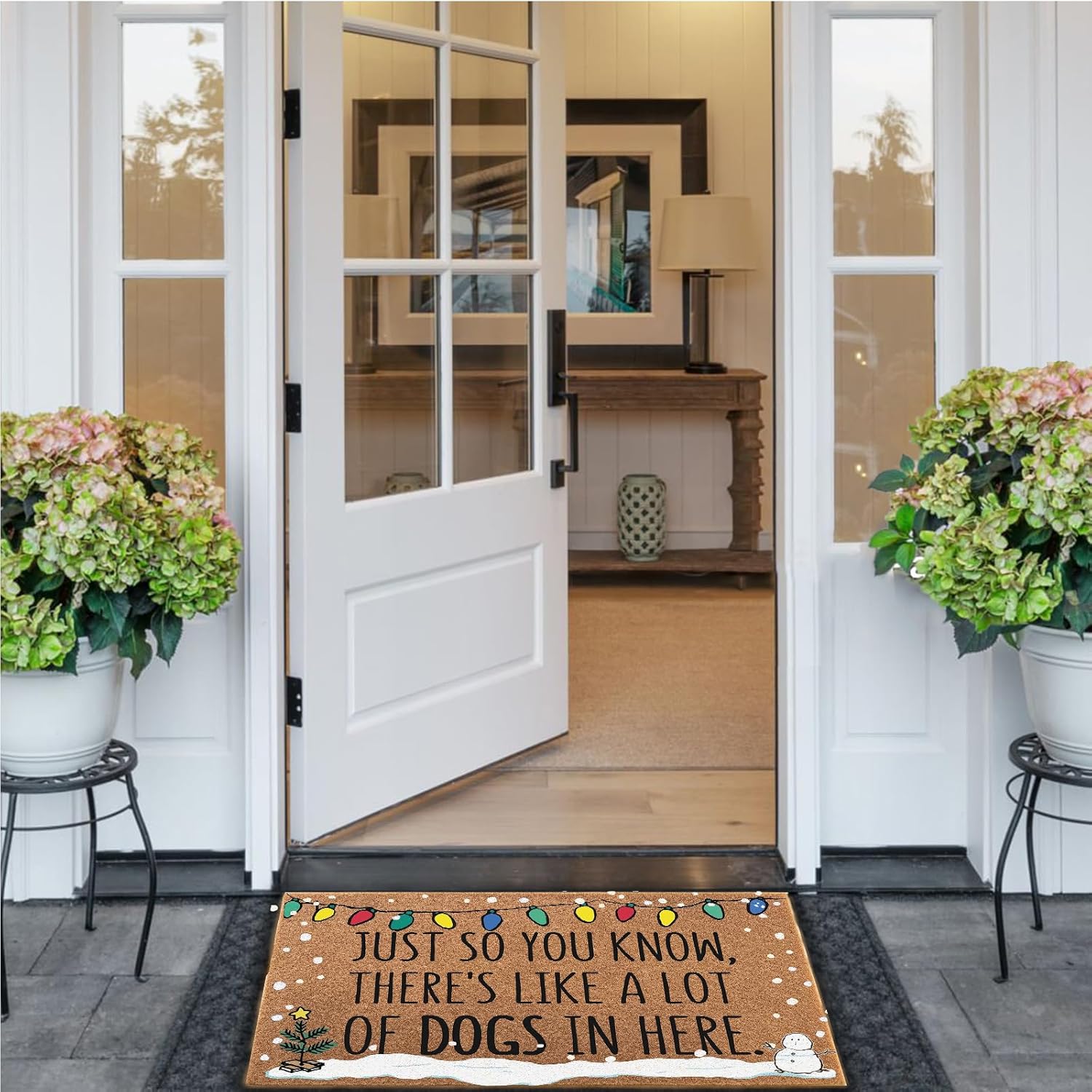 Indoor/Outdoor Runner Rug There's Like a Lot of Dogs in Here 30x18, Non Slip Hallway Carpet, Washable Entryway Mat for Front Door, Kitchen, Living Room, Low Profile, Machine Washable