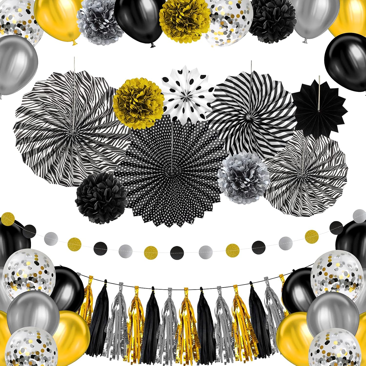 23Pcs Paper Fan Party Decoration, Navy Blue Hanging Paper Fans, Pom Poms Flowers, Garland String Polka Dot and Triangle Bunting Flag Packs for Boy Birthday, Bridal Shower, Baby Showers, Wedding : Home & Kitchen