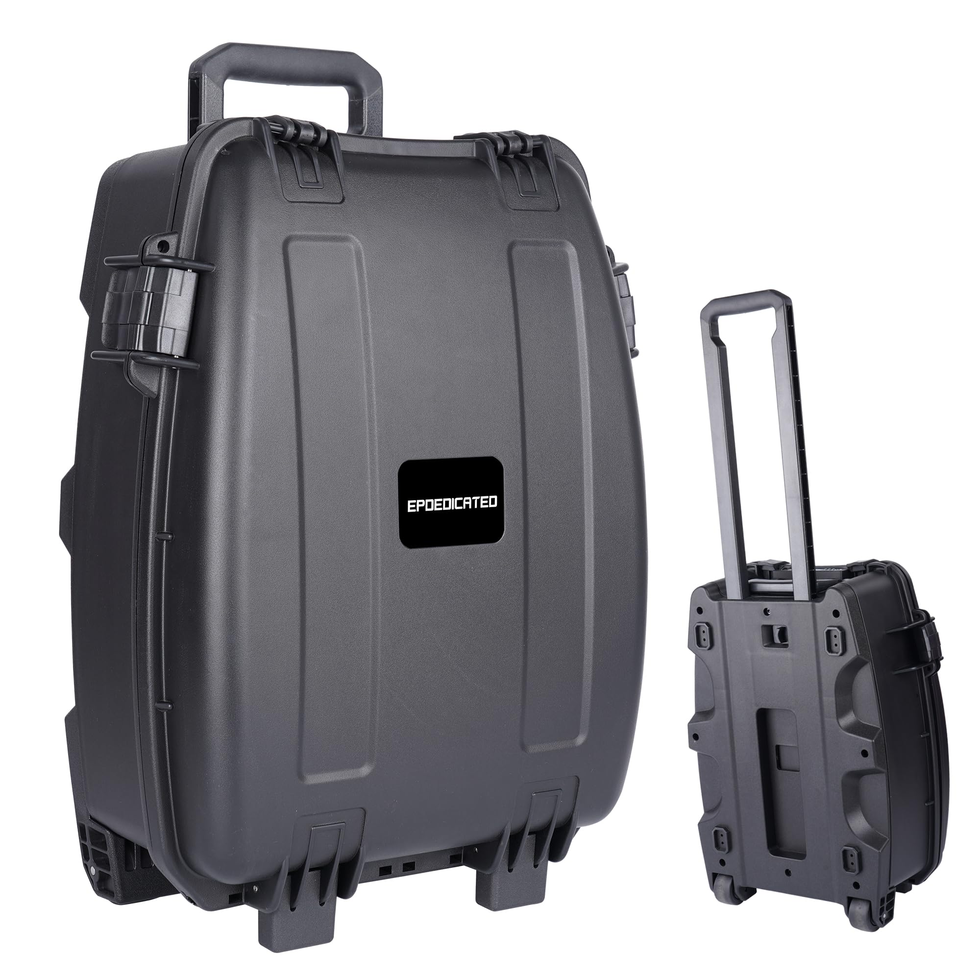 Rolling Camera Equipment - Custodia rigida con schiuma personalizzata, impermeabile e antiurto, per drone, manico telescopico, approvato per aereo, 36,1 x 21,1 x 50 cm, nero