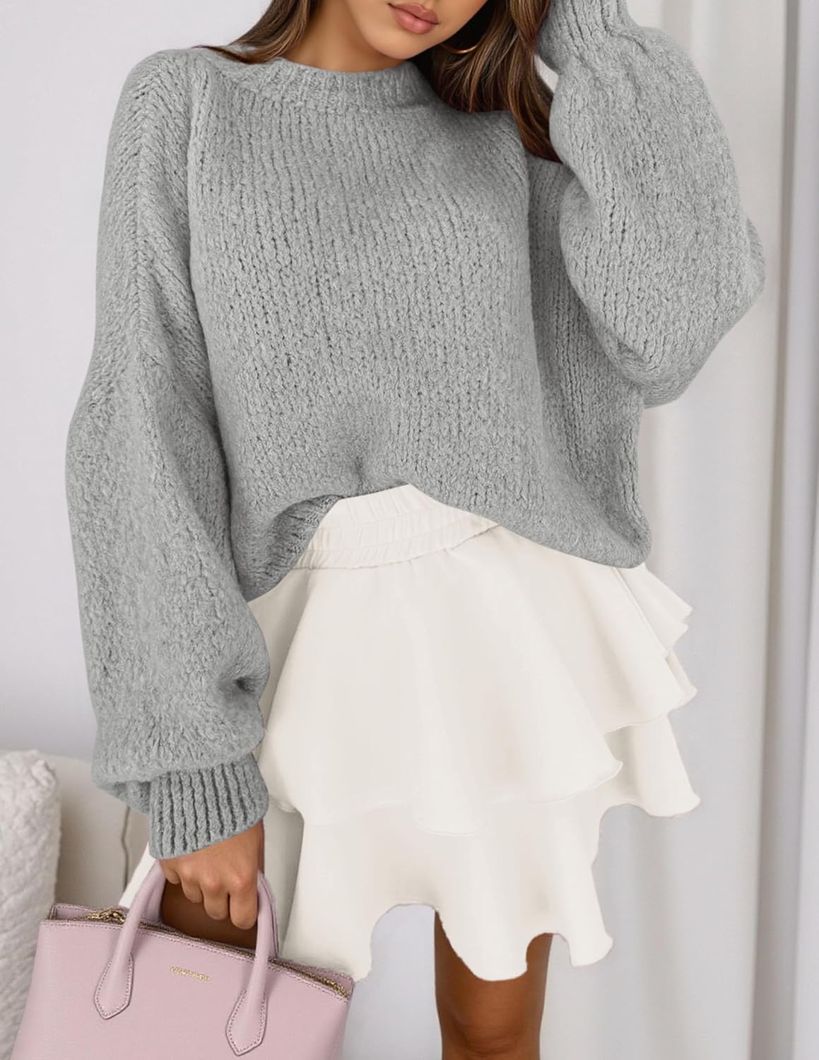 PRETTYGARDEN Sweaters for Women 2026 Fall Chunky Knit Long Sleeve Crew Neck Oversized Pullover Tops Winter Fashion Clothing - Image 6