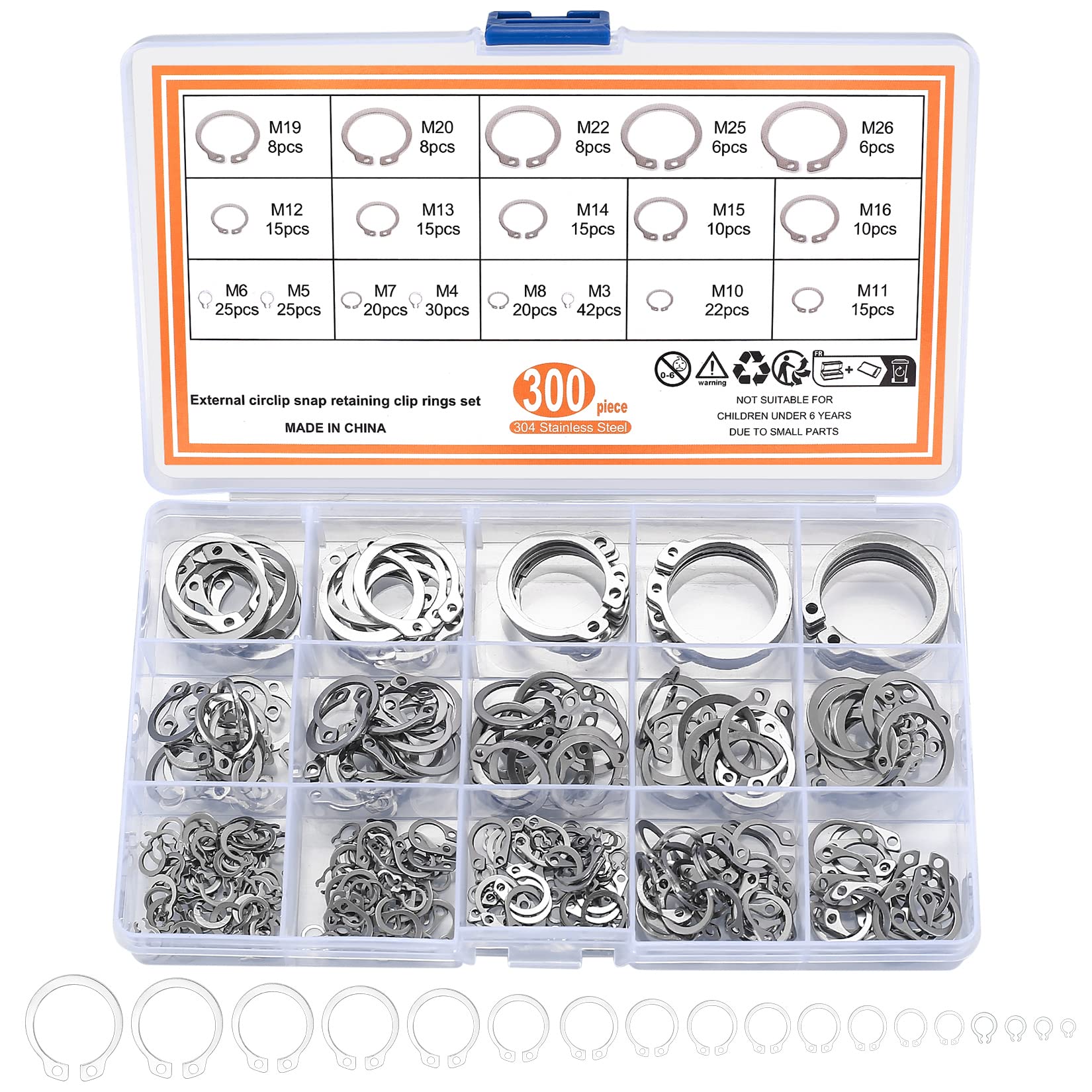 Kit 456 Pièces Anneaux De Retenue C-clips – Tailles M3 à M25, Idéal Pour Bricolage Et Mécanique !
