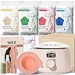 KOTAMU Waxing Kit for Women & Men, Wax Warmer for Hair Removal, Digital Wax Kit with Silicone PotIdeal for Face Eyebrow Arm Legs Armpit &Sensitive Skin, Pink Waxing Machine for Home Salon Use