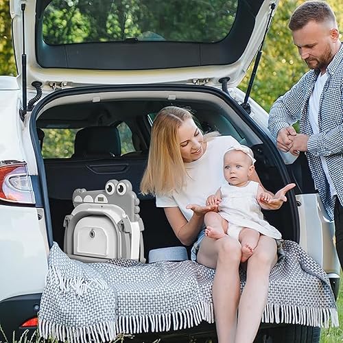 Miniatura 4 de MoreFeel Bañera plegable para bebé recién nacido con termómetro y 1 toalla con capucha y 1 cojín flotante suave, bañera de viaje portátil