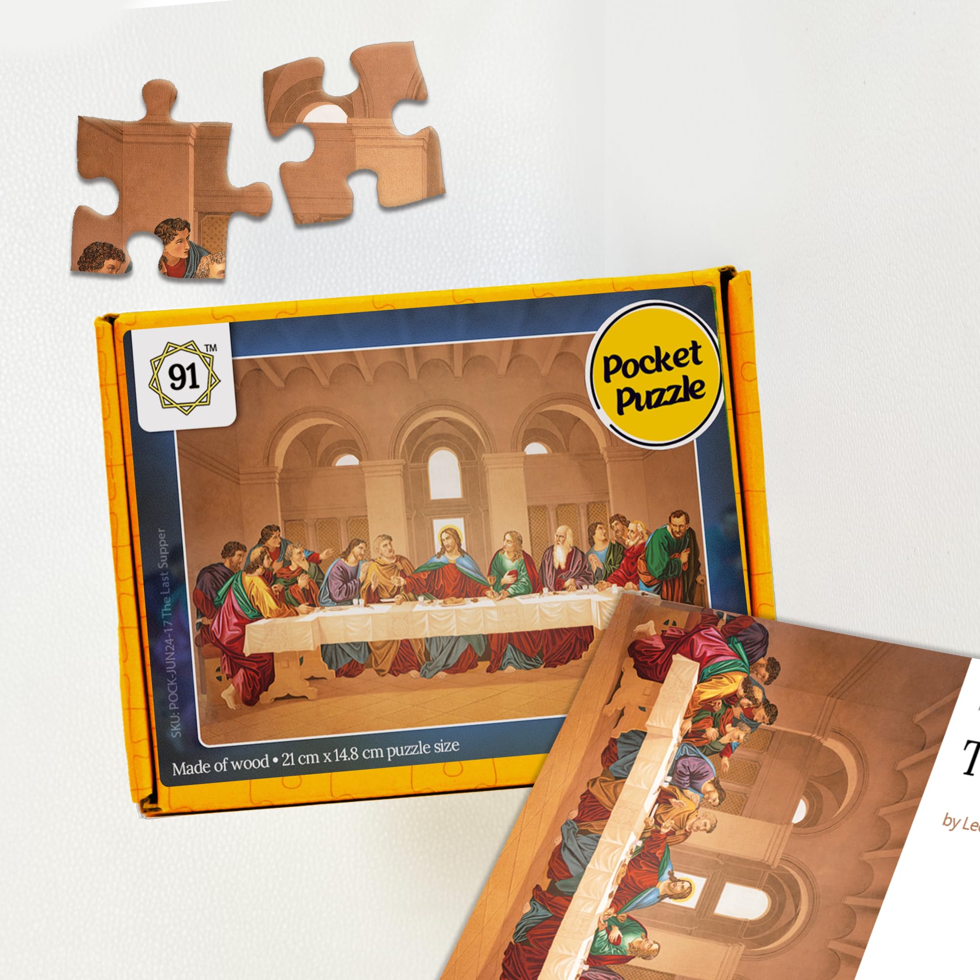 The Last Supper 140 Pieces Wooden Jigsaw Puzzle for Adults and Kids 5+ Years | Leonardo Da Vinci Classical Artwork | Pocket Puzzle Toys and Games | Birthday Gift for Teenagers