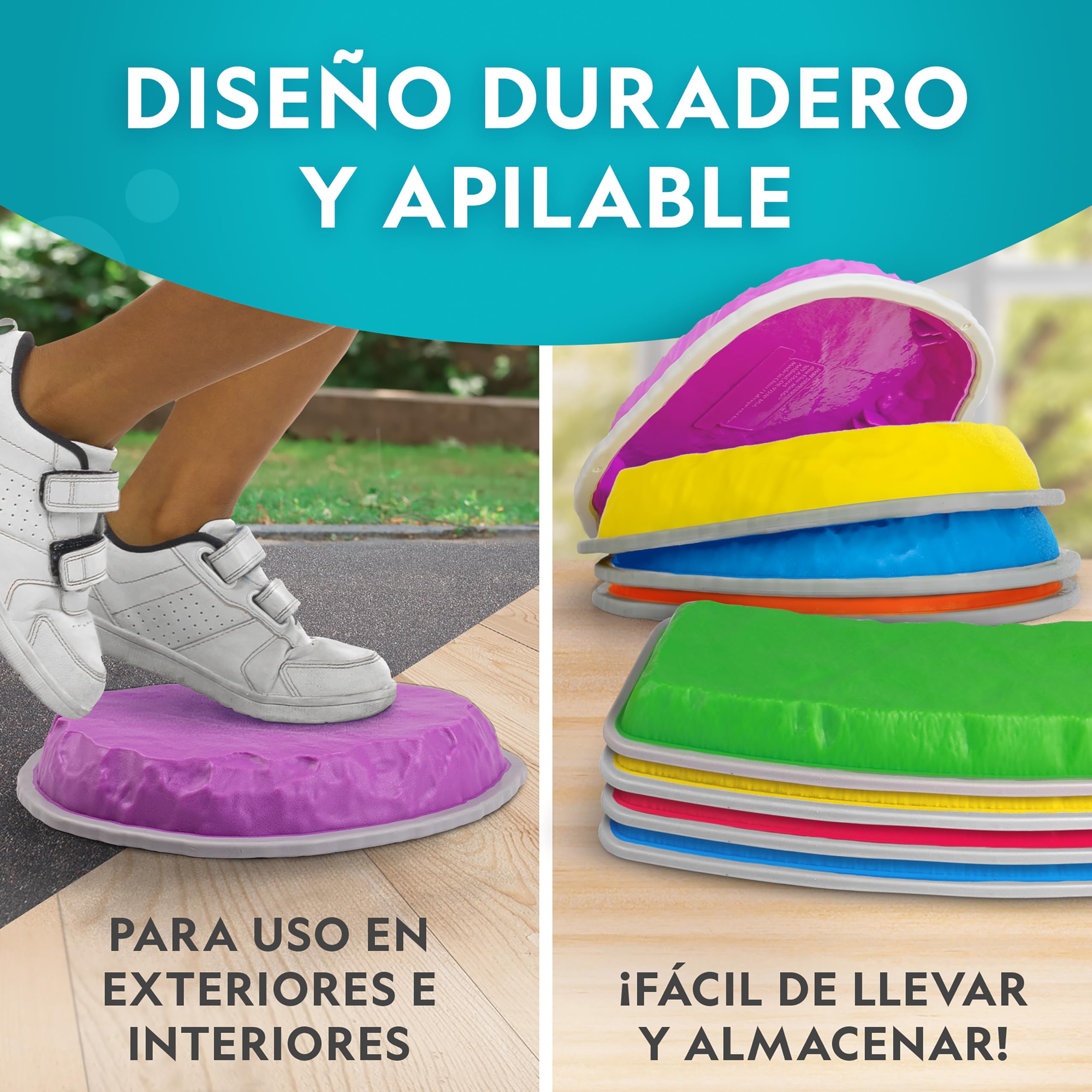 National Geographic Kids Piedras de Equilibrio y Barras de Balance – Set de circuito de obstáculos de 12 piezas para niños 3+ con dado de espuma, tarjetas Play & Learn y base antideslizante