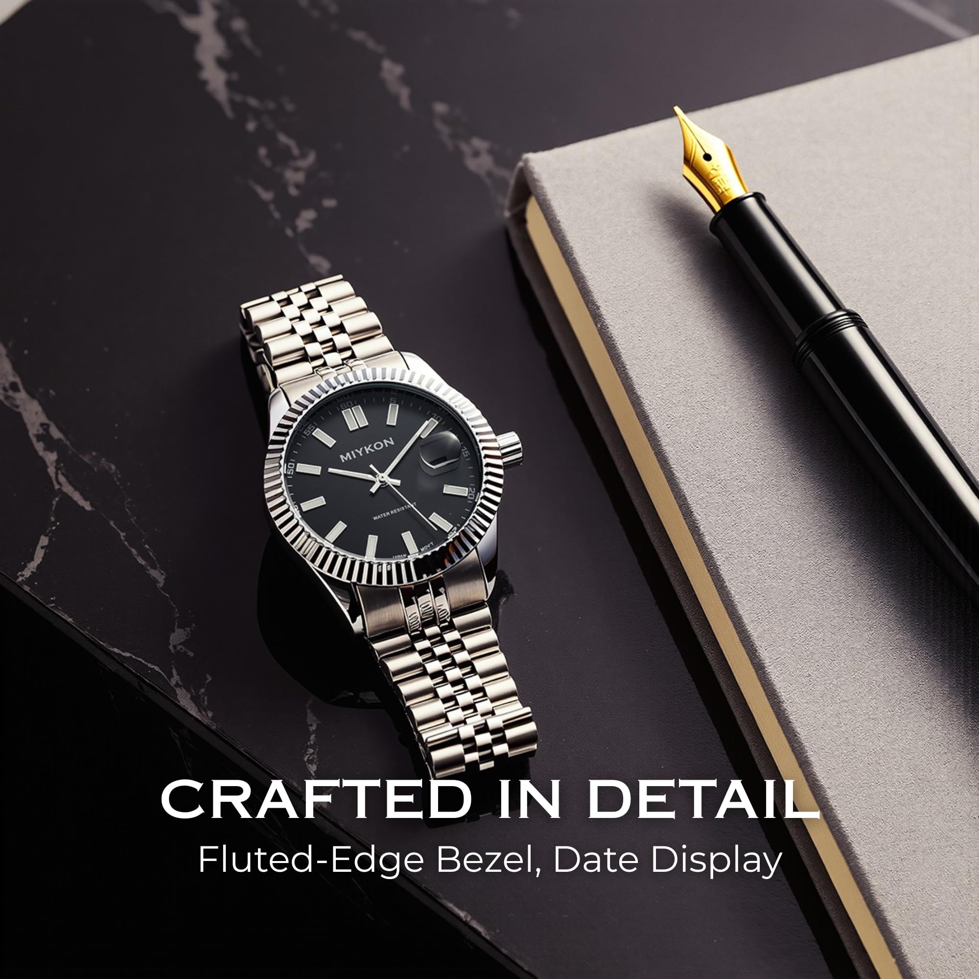 Miykon Reloj de vestir minimalista para hombre, fecha rápida, Jubilee de