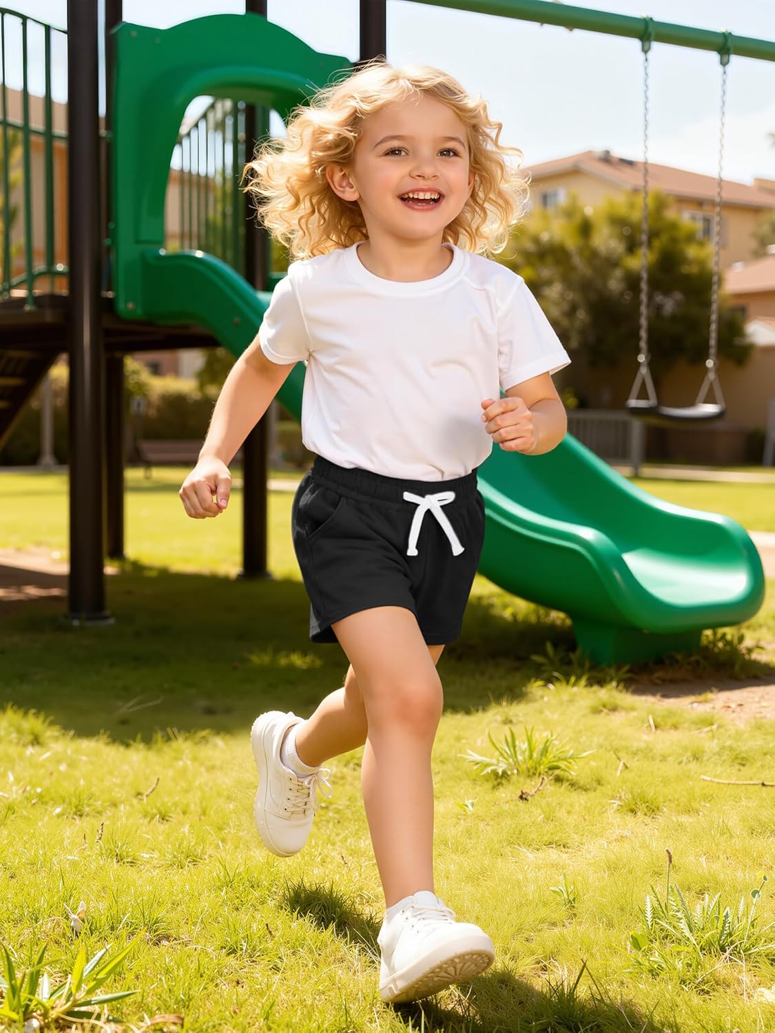 Resinta 4 Pack Baby and Toddler Girls' Cotton Shorts Knit Shorts Solid Bike Short with Pocket and Drawstring - Image 6