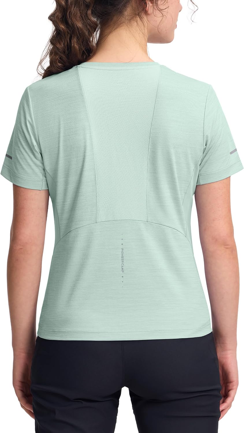 Pioneer Camp Womens's Athletic Shirt Short Sleeve Quick Dry Lightweight Workout Top Running Hiking Outdoor Gym