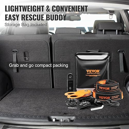 Miniatura 4 de VEVOR Kit de recuperación todoterreno, correas de remolque de 3 pulgadas x 30 pies, resistentes con ganchos, kit de correa de cabrestante de 30,000
