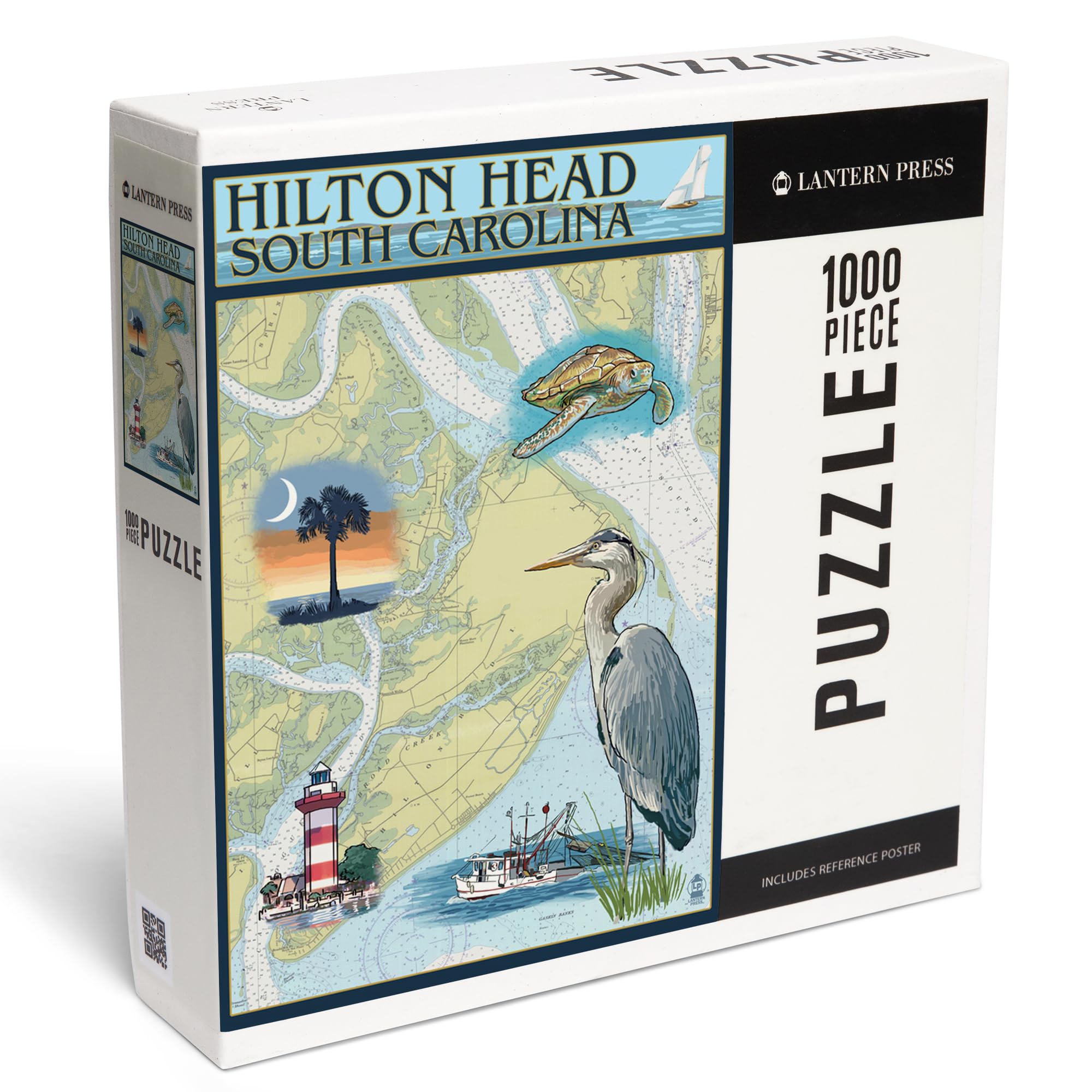 Lantern Press Hilton Head, South Carolina, Nautical Chart 1000 Piece Jigsaw Puzzle for Adults, Made in USA with Reference Poster