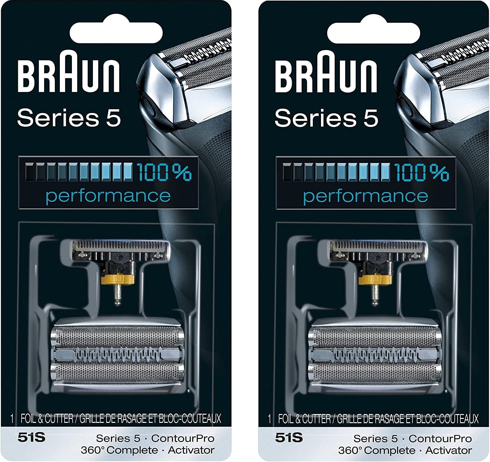 BRAUN 51S 8000 Series 5 360 Complete Activator ContourPro Shaver Foil & Cutter Head Replacement Pack, 2 Count
