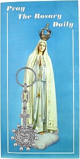 VILLAGE GIFT IMPORTERS Pray the Rosary Daily Booklet with Decade Rosary Keyring | Wonderful Catholic Keyring Accessory | Includes Prayer Booklet with instructions | Unique design